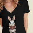 Cute Bookworm Bunny Reading For Kids And Teachers Women's Jersey Short Sleeve Deep V-Neck Tshirt Cute Bookworm Bunny Reading For Kids And Teachers Women's Jersey Short Sleeve Deep V-Neck Tshirt