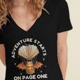 Cute Dragon Book Hot Air Balloon Adventure Fantasy Reading Women's Jersey Short Sleeve Deep V-Neck Tshirt