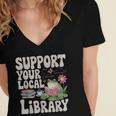 Cute Frog Support Your Local Library Librarian Book Lover Women's Jersey Short Sleeve Deep V-Neck Tshirt Cute Frog Support Your Local Library Librarian Book Lover Women's Jersey Short Sleeve Deep V-Neck Tshirt