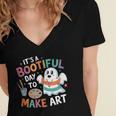 Cute Ghost Book Halloween Spooky Boo School Art Teacher Women's Jersey Short Sleeve Deep V-Neck Tshirt Cute Ghost Book Halloween Spooky Boo School Art Teacher Women's Jersey Short Sleeve Deep V-Neck Tshirt