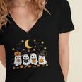 Cute Ghost Drinking Coffee Halloween Fall Ghost Book Reading Women's Jersey Short Sleeve Deep V-Neck Tshirt Cute Ghost Drinking Coffee Halloween Fall Ghost Book Reading Women's Jersey Short Sleeve Deep V-Neck Tshirt