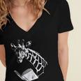 Cute Giraffe Wear Glasses Reading Book Librarian Bookworm Women's Jersey Short Sleeve Deep V-Neck Tshirt Cute Giraffe Wear Glasses Reading Book Librarian Bookworm Women's Jersey Short Sleeve Deep V-Neck Tshirt