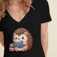 Cute Hedgehog Book Lover Readers Animal Reading Women's Jersey Short Sleeve Deep V-Neck Tshirt Cute Hedgehog Book Lover Readers Animal Reading Women's Jersey Short Sleeve Deep V-Neck Tshirt