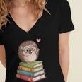 Cute Hedgehog Reading Books Animal Lover Reader Bookworm Women's Jersey Short Sleeve Deep V-Neck Tshirt Cute Hedgehog Reading Books Animal Lover Reader Bookworm Women's Jersey Short Sleeve Deep V-Neck Tshirt