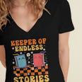 Cute Librarian Library Book Lover Keeper Of Endless Stories Women's Jersey Short Sleeve Deep V-Neck Tshirt Cute Librarian Library Book Lover Keeper Of Endless Stories Women's Jersey Short Sleeve Deep V-Neck Tshirt