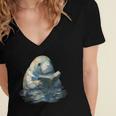 Cute Manatee Reading Book Bookworm Readers Manatee Lover Women's Jersey Short Sleeve Deep V-Neck Tshirt Cute Manatee Reading Book Bookworm Readers Manatee Lover Women's Jersey Short Sleeve Deep V-Neck Tshirt