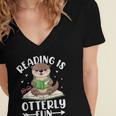 Cute Otter Reading Book Lover Sea Otters Animal Lover Women's Jersey Short Sleeve Deep V-Neck Tshirt Cute Otter Reading Book Lover Sea Otters Animal Lover Women's Jersey Short Sleeve Deep V-Neck Tshirt