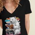 Cute Polar Bear Is Reading a Book Reading Polar Bear Women's Jersey Short Sleeve Deep V-Neck Tshirt