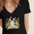 Cute Rabbit And Book Women Girls Reading Book Rabbit Lover Women's Jersey Short Sleeve Deep V-Neck Tshirt Cute Rabbit And Book Women Girls Reading Book Rabbit Lover Women's Jersey Short Sleeve Deep V-Neck Tshirt