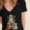 Cute Reading Chicken With Glasses Books Bookworm Reader Book Women's Jersey Short Sleeve Deep V-Neck Tshirt Cute Reading Chicken With Glasses Books Bookworm Reader Book Women's Jersey Short Sleeve Deep V-Neck Tshirt