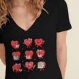 Cute Reading Hearts Valentine Day Book Lover Teacher Student Women's Jersey Short Sleeve Deep V-Neck Tshirt
