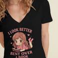 Cute Reading Outfit Book Lover Tee For Women Who Read Women's Jersey Short Sleeve Deep V-Neck Tshirt