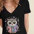 Cute Reading Owl Book Lover Teacher Librarian Bookworm Women's Jersey Short Sleeve Deep V-Neck Tshirt Cute Reading Owl Book Lover Teacher Librarian Bookworm Women's Jersey Short Sleeve Deep V-Neck Tshirt