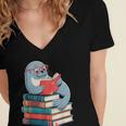 Cute Reading Seal On Books Book Lover Women's Jersey Short Sleeve Deep V-Neck Tshirt Cute Reading Seal On Books Book Lover Women's Jersey Short Sleeve Deep V-Neck Tshirt
