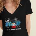 Cute Snowman Let It Snow I Have Books Reader Women's Jersey Short Sleeve Deep V-Neck Tshirt