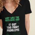 Dad Joke Why Was The Math Book Sad Pun Dad Jokes Women's Jersey Short Sleeve Deep V-Neck Tshirt