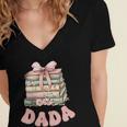 Dada Book First Chapter Birthday Family Matching Party Women's Jersey Short Sleeve Deep V-Neck Tshirt