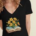 Daffodils Flowers Book Floral Women's Jersey Short Sleeve Deep V-Neck Tshirt Daffodils Flowers Book Floral Women's Jersey Short Sleeve Deep V-Neck Tshirt