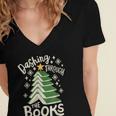 Dashing Through The Books Christmas Book Lovers Men Women Women's Jersey Short Sleeve Deep V-Neck Tshirt Dashing Through The Books Christmas Book Lovers Men Women Women's Jersey Short Sleeve Deep V-Neck Tshirt
