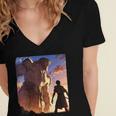David And Goliath Bible Book Of Samuel Famous Bible Story Women's Jersey Short Sleeve Deep V-Neck Tshirt