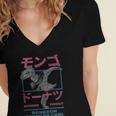 DCC Mongo And Donut Face-Off With Kanji Gamer Series Book Women's Jersey Short Sleeve Deep V-Neck Tshirt