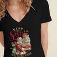 Dear Santa More Books Please Christmas Women's Jersey Short Sleeve Deep V-Neck Tshirt Dear Santa More Books Please Christmas Women's Jersey Short Sleeve Deep V-Neck Tshirt