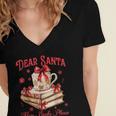 Dear Santa More Books Please Coquette Bow Books Christmas Women's Jersey Short Sleeve Deep V-Neck Tshirt Dear Santa More Books Please Coquette Bow Books Christmas Women's Jersey Short Sleeve Deep V-Neck Tshirt