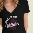 Dibs On The Villain Dark Romance Books Skeleton Morally Grey Women's Jersey Short Sleeve Deep V-Neck Tshirt