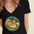 Dog Reading Book Rain Cozy Umbrella Cute Art Men Women's Jersey Short Sleeve Deep V-Neck Tshirt