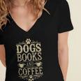 Dogs Books And Coffee Women's Jersey Short Sleeve Deep V-Neck Tshirt