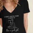 I Don't Watch Porn I Read It Like A Good Girl Reading Book Women's Jersey Short Sleeve Deep V-Neck Tshirt