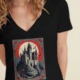 Dracula's Castle Book Cover Illustration Women's Jersey Short Sleeve Deep V-Neck Tshirt