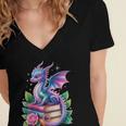 Dragon Book Fantasy Reading Women's Jersey Short Sleeve Deep V-Neck Tshirt Dragon Book Fantasy Reading Women's Jersey Short Sleeve Deep V-Neck Tshirt