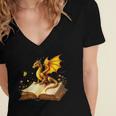 Dragon Fantasy Book Lover Bookish Reader Bookworm Wildflower Women's Jersey Short Sleeve Deep V-Neck Tshirt Dragon Fantasy Book Lover Bookish Reader Bookworm Wildflower Women's Jersey Short Sleeve Deep V-Neck Tshirt