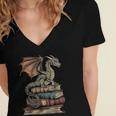 Dragon Fantasy Book Lover Book Nerd Women's Jersey Short Sleeve Deep V-Neck Tshirt Dragon Fantasy Book Lover Book Nerd Women's Jersey Short Sleeve Deep V-Neck Tshirt