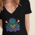 Dragon Read Reading Librarian Book Across America Kids Women's Jersey Short Sleeve Deep V-Neck Tshirt