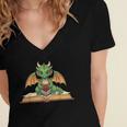Dragon Reading Book Bookworm Women's Jersey Short Sleeve Deep V-Neck Tshirt Dragon Reading Book Bookworm Women's Jersey Short Sleeve Deep V-Neck Tshirt