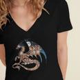 Dragon Silhouette Books Librarian Bookworm Women Men Kids Women's Jersey Short Sleeve Deep V-Neck Tshirt