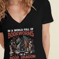 Dragon In A World Full Of Bookworms Be A Book Dragon Women's Jersey Short Sleeve Deep V-Neck Tshirt Dragon In A World Full Of Bookworms Be A Book Dragon Women's Jersey Short Sleeve Deep V-Neck Tshirt