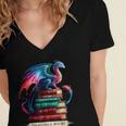 Dragons And Books Dragonworm Book Lover Reading Women's Jersey Short Sleeve Deep V-Neck Tshirt Dragons And Books Dragonworm Book Lover Reading Women's Jersey Short Sleeve Deep V-Neck Tshirt