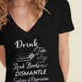 Drink Tea Read Books Dismantle Systems Of Oppression Women's Jersey Short Sleeve Deep V-Neck Tshirt