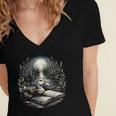 Duck Reading Book Full Moon Lake Scenery Women's Jersey Short Sleeve Deep V-Neck Tshirt Duck Reading Book Full Moon Lake Scenery Women's Jersey Short Sleeve Deep V-Neck Tshirt