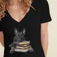 Dutch Shepherd Books Reading Dog Breed Graphic Women's Jersey Short Sleeve Deep V-Neck Tshirt Dutch Shepherd Books Reading Dog Breed Graphic Women's Jersey Short Sleeve Deep V-Neck Tshirt