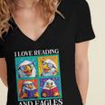 Eagle Love Reading And Eagles Child Book Lover Women's Jersey Short Sleeve Deep V-Neck Tshirt