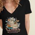 Easily Distracted By Books Book Wildflowers Book Lovers Women's Jersey Short Sleeve Deep V-Neck Tshirt Easily Distracted By Books Book Wildflowers Book Lovers Women's Jersey Short Sleeve Deep V-Neck Tshirt