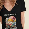 Easily Distracted By Books And Gnomes Book Reading Gnome Women's Jersey Short Sleeve Deep V-Neck Tshirt Easily Distracted By Books And Gnomes Book Reading Gnome Women's Jersey Short Sleeve Deep V-Neck Tshirt