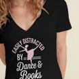 Easily Distracted By Dance And Books Ballet Fun Women's Jersey Short Sleeve Deep V-Neck Tshirt