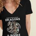 Easily Distracted By Dragons Books Bookworm Women Men Kids Women's Jersey Short Sleeve Deep V-Neck Tshirt Easily Distracted By Dragons Books Bookworm Women Men Kids Women's Jersey Short Sleeve Deep V-Neck Tshirt