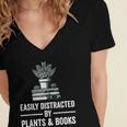 Easily Distracted By Plants & Books Plant Book Lover Women's Jersey Short Sleeve Deep V-Neck Tshirt Easily Distracted By Plants & Books Plant Book Lover Women's Jersey Short Sleeve Deep V-Neck Tshirt