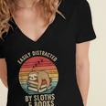 Easily Distracted By Sloths And Books Women's Jersey Short Sleeve Deep V-Neck Tshirt Easily Distracted By Sloths And Books Women's Jersey Short Sleeve Deep V-Neck Tshirt